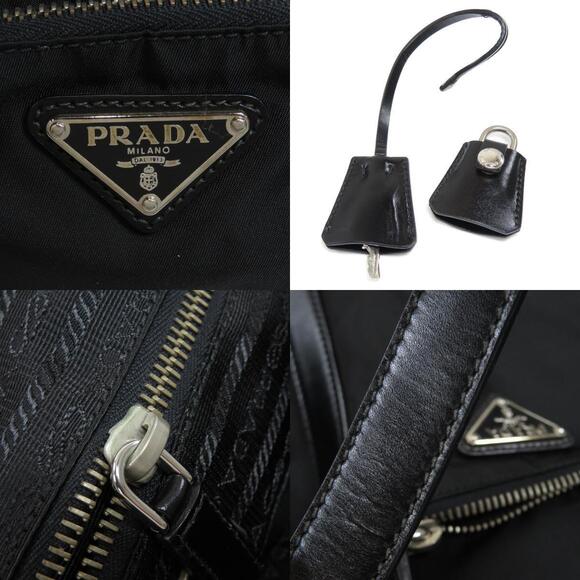 Prada Logo Plate Tote Bag Nylon Leather - Picture 8 of 10